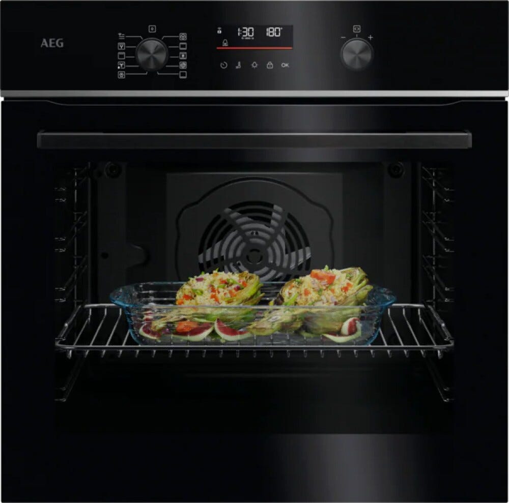 AEG OU5PB41WSB serie 5000 SurroundCook Forno elettrico multifunzione, cm. 60, 72 litri, pirolitico, WiFi, classe A++, nero