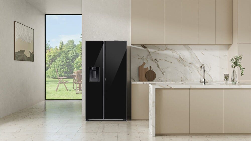 Samsung RS80F64JEBEO Frigorifero Side by Side 634 L, SpaceMax, AI Inverter, Apertura Automatica, vetro nero