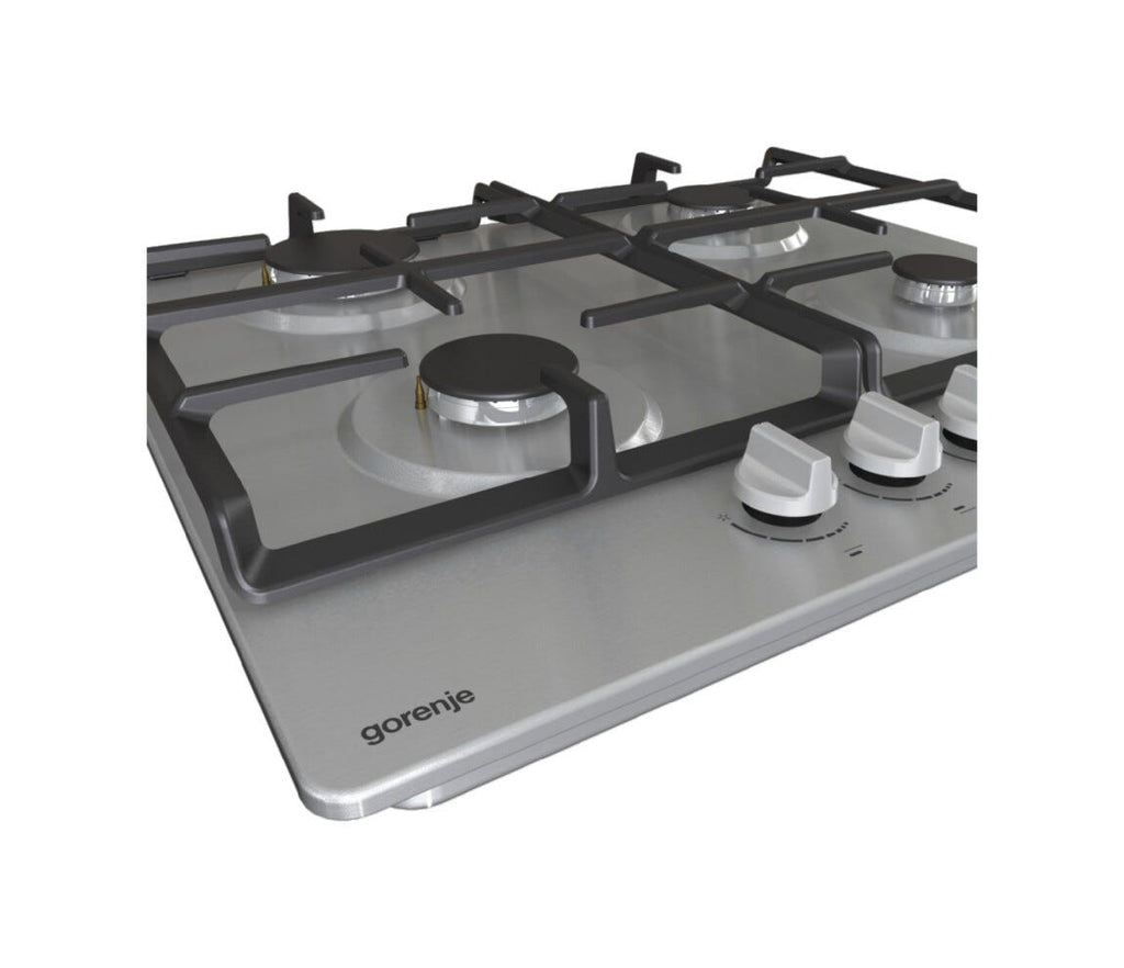 Gorenje G641XHC Piano cottura a gas cm. 60, 4 fuochi, griglie in ghisa, accensione integrata, inox
