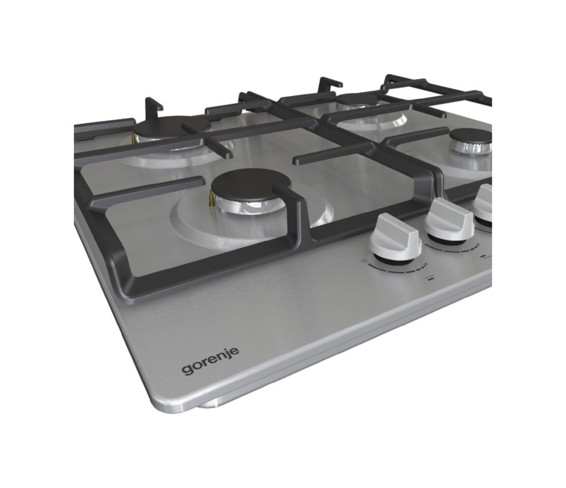 Gorenje G641XHC Piano cottura a gas cm. 60, 4 fuochi, griglie in ghisa, accensione integrata, inox