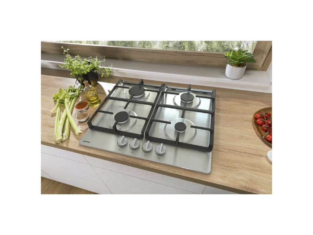 Gorenje G641XHC Piano cottura a gas cm. 60, 4 fuochi, griglie in ghisa, accensione integrata, inox