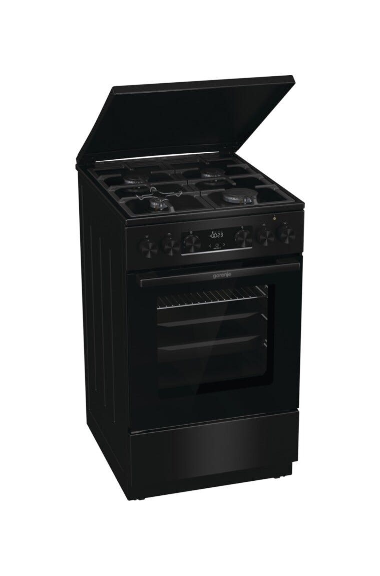 Gorenje GK5C42BF G600 Cucina da accosto cm. 50, capacità 70 litri, piano gas con griglie in ghisa, nero