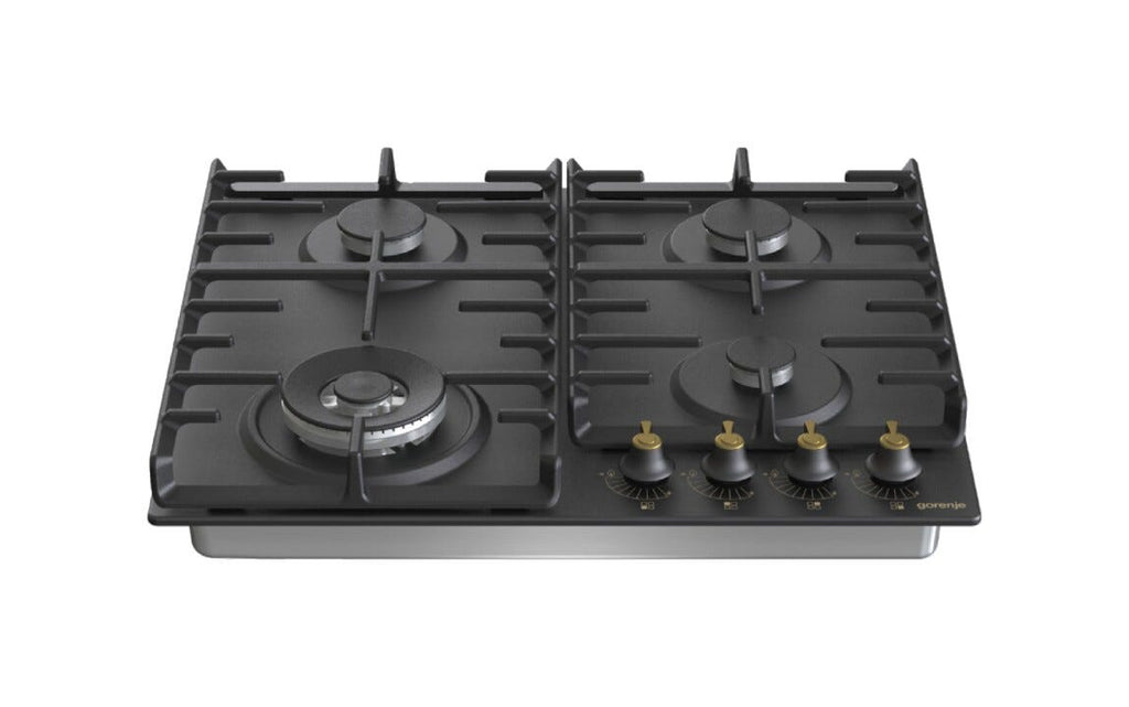 Gorenje GW642CLB Piano cottura a gas cm. 60, 4 fuochi, griglie in ghisa, accensione integrata, nero