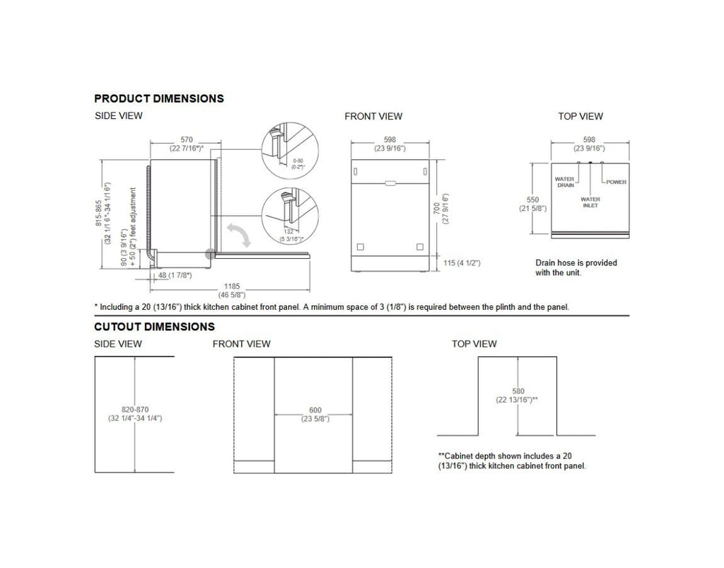 Bertazzoni DW60S3IBPSS Professional Lavastoviglie da incasso 60 cm, 14 coperti, 3 cestelli, motore Inverter DualSmart Brushless, cerniere sliding