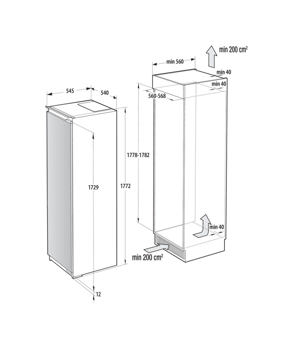Gorenje RI517E62WF Frigorifero da incasso cm. 54, capacità 284 litri, MultiFlow 360°, Wi-Fi