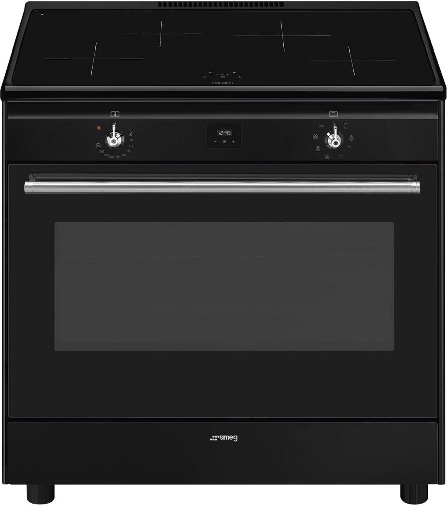 Smeg CX91IMBL Classica Cucina da accosto cm. 90x60, 1 forno termoventilato, 4 zone induzione, pulizia idrolitica, nero
