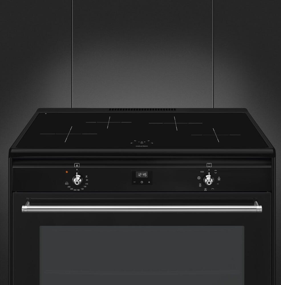 Smeg CX91IMBL Classica Cucina da accosto cm. 90x60, 1 forno termoventilato, 4 zone induzione, pulizia idrolitica, nero