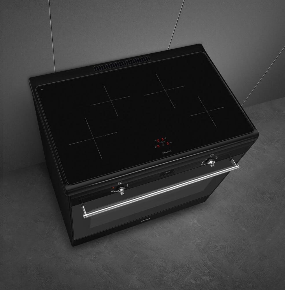 Smeg CX91IMBL Classica Cucina da accosto cm. 90x60, 1 forno termoventilato, 4 zone induzione, pulizia idrolitica, nero
