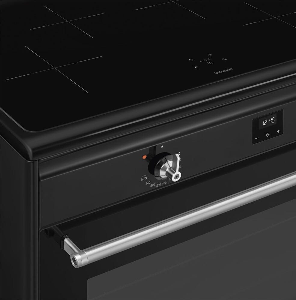 Smeg CX91IMBL Classica Cucina da accosto cm. 90x60, 1 forno termoventilato, 4 zone induzione, pulizia idrolitica, nero
