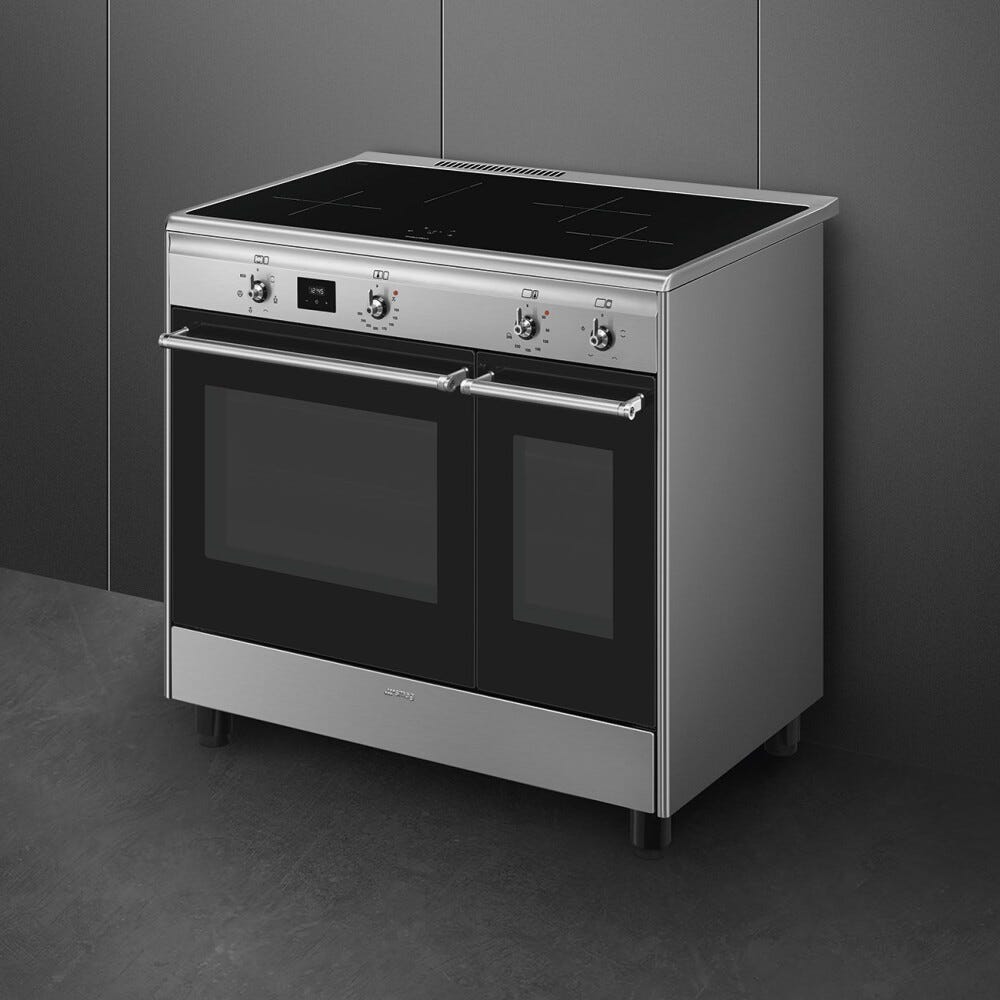 Smeg CX92IM classica Cucina da accosto cm. 90x60, 2 forni elettrici, 4 zone cottura a induzione, pulizia idrolitica, inox
