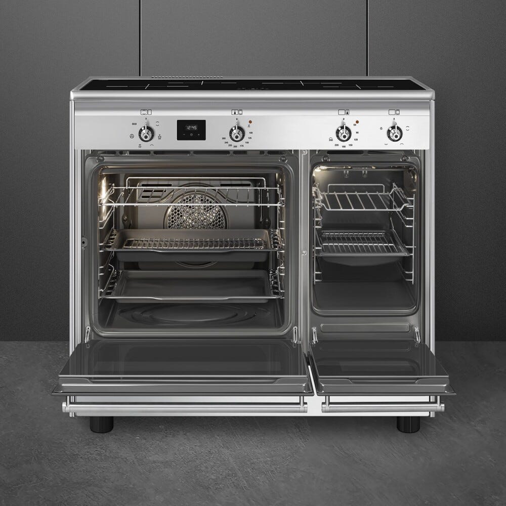Smeg CX92IM classica Cucina da accosto cm. 90x60, 2 forni elettrici, 4 zone cottura a induzione, pulizia idrolitica, inox