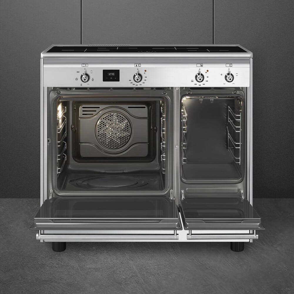 Smeg CX92IM classica Cucina da accosto cm. 90x60, 2 forni elettrici, 4 zone cottura a induzione, pulizia idrolitica, inox