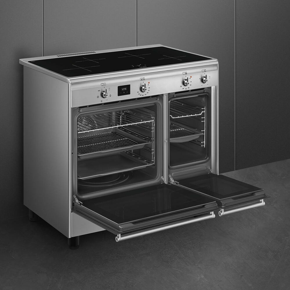 Smeg CX92IM classica Cucina da accosto cm. 90x60, 2 forni elettrici, 4 zone cottura a induzione, pulizia idrolitica, inox