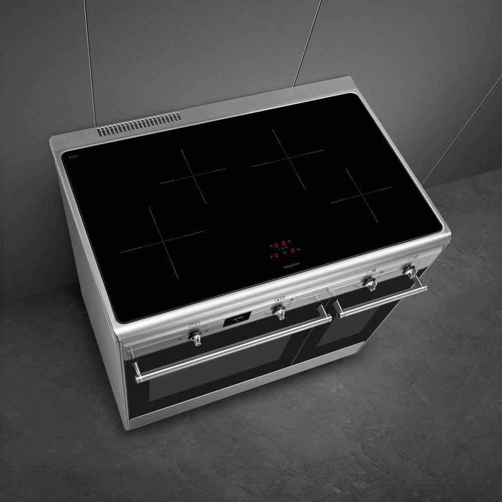 Smeg CX92IM classica Cucina da accosto cm. 90x60, 2 forni elettrici, 4 zone cottura a induzione, pulizia idrolitica, inox