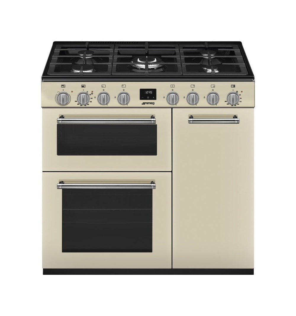 Smeg CX93GMCR Concerto Cucina da accosto cm. 90x60, 3 forni elettrici, 5 zone cottura a gas, panna