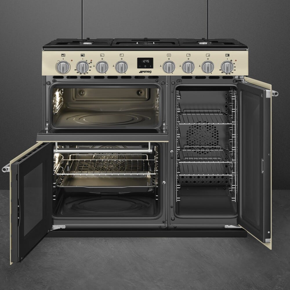 Smeg CX93GMCR Concerto Cucina da accosto cm. 90x60, 3 forni elettrici, 5 zone cottura a gas, panna