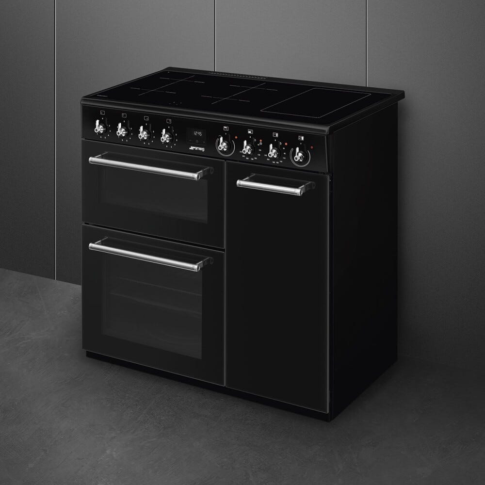 Smeg CX93IMBL classica Cucina da accosto cm. 90x60, 3 forni elettrici, 5 zone cottura a induzione, nero