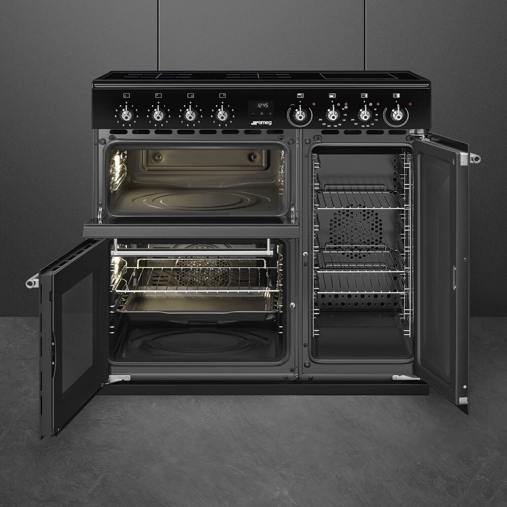 Smeg CX93IMBL classica Cucina da accosto cm. 90x60, 3 forni elettrici, 5 zone cottura a induzione, nero