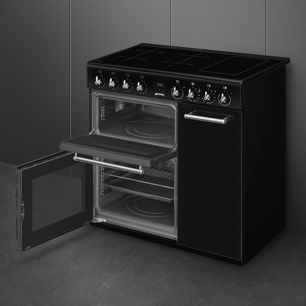 Smeg CX93IMBL classica Cucina da accosto cm. 90x60, 3 forni elettrici, 5 zone cottura a induzione, nero