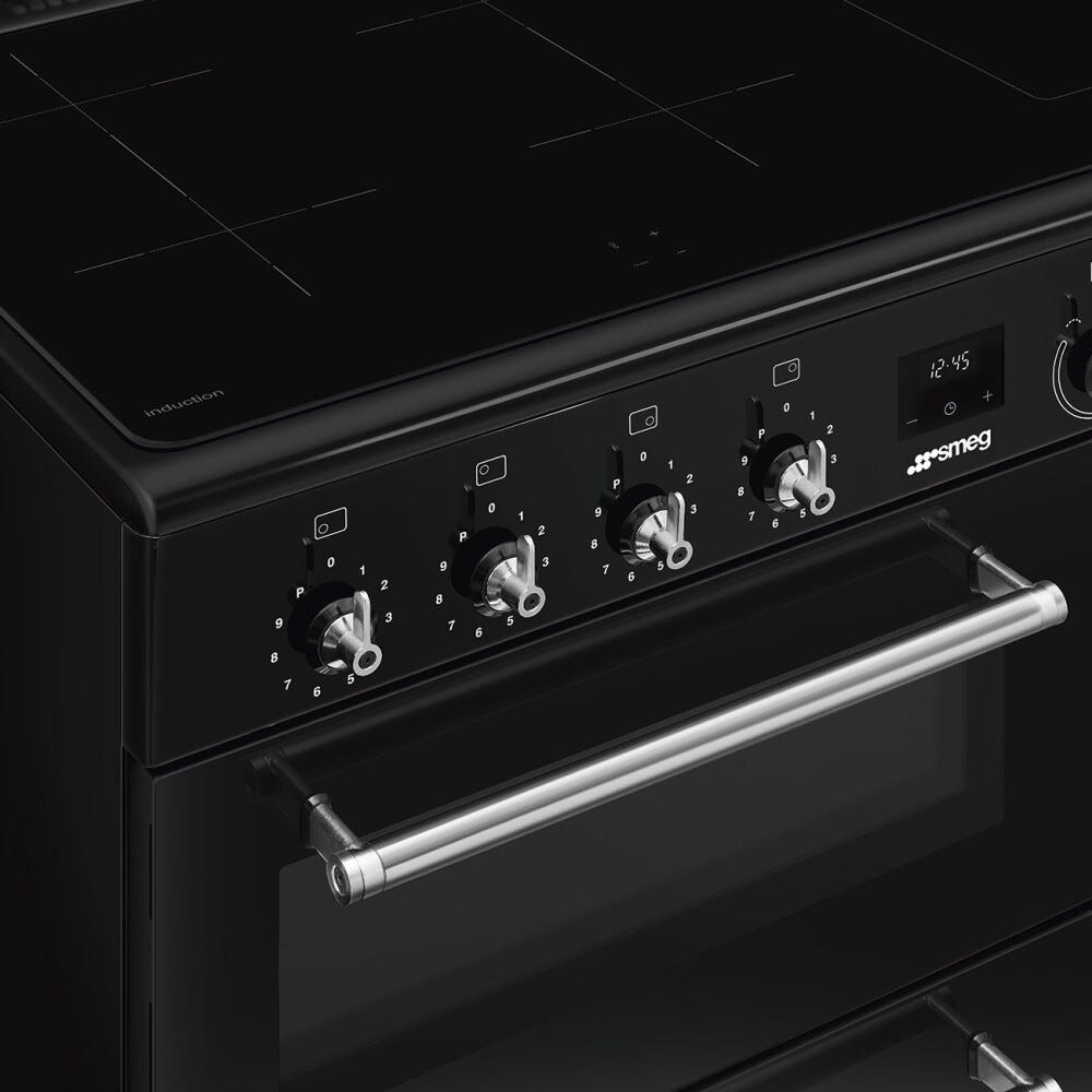Smeg CX93IMBL classica Cucina da accosto cm. 90x60, 3 forni elettrici, 5 zone cottura a induzione, nero
