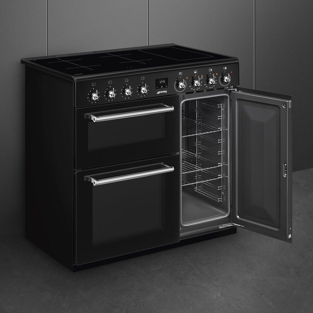 Smeg CX93IMBL classica Cucina da accosto cm. 90x60, 3 forni elettrici, 5 zone cottura a induzione, nero