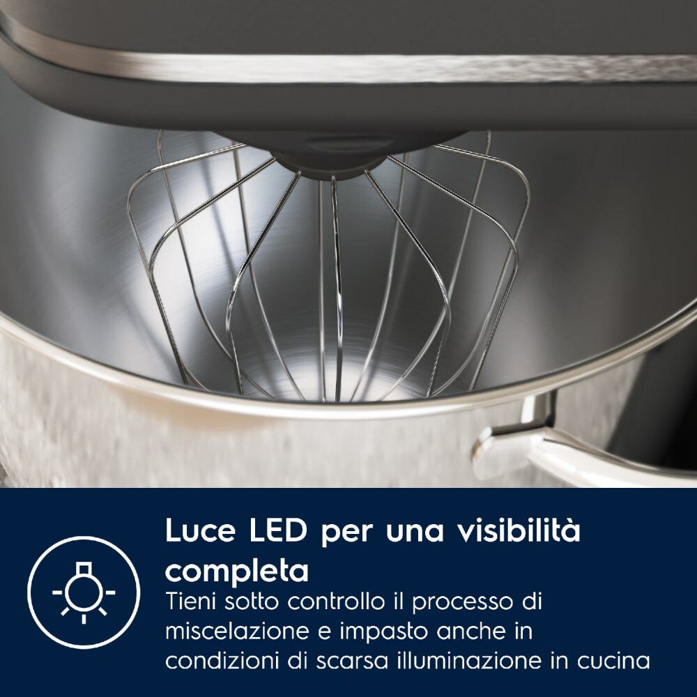 Electrolux E6KM1-8BPT Serie 800 Assistent Impastatrice planetaria, 1200W, Doppia ciotola, Nero