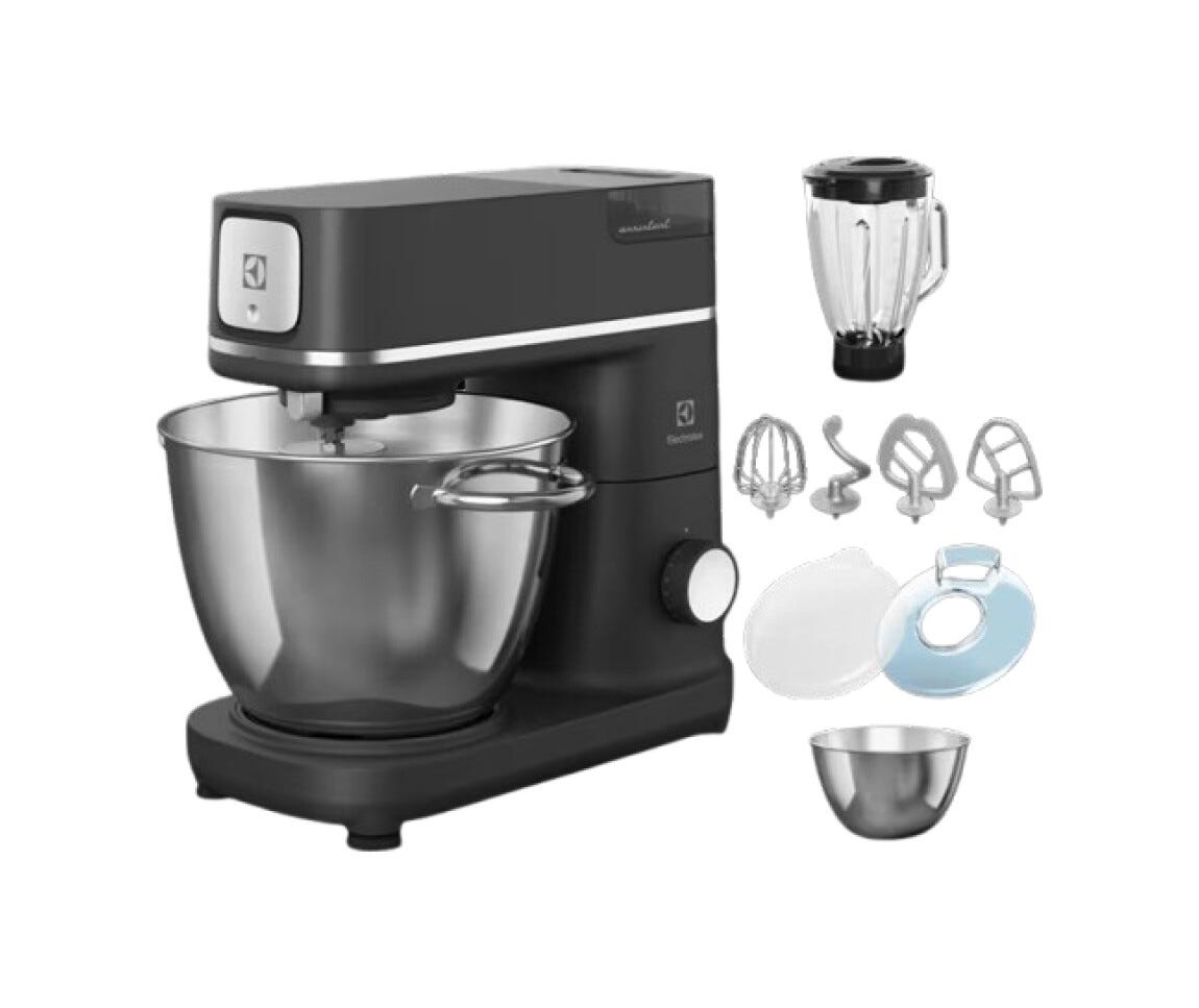 Electrolux E6KM1-8BPT Serie 800 Assistent Impastatrice planetaria, 1200W, Doppia ciotola, Nero