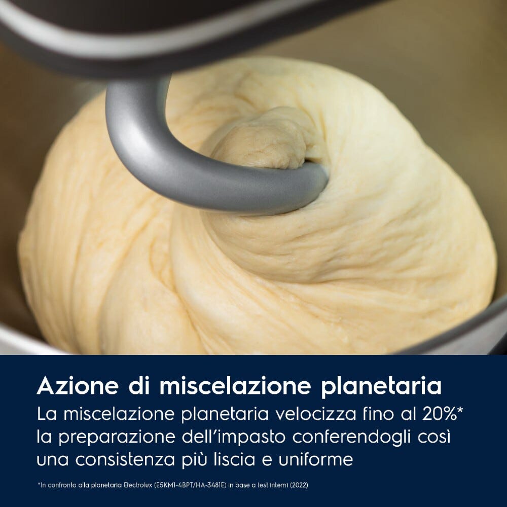 Electrolux E6KM1-4PPT Serie 700 Assistent Impastatrice Planetaria, 1200W, Doppia Ciotola, Platinum Pearl