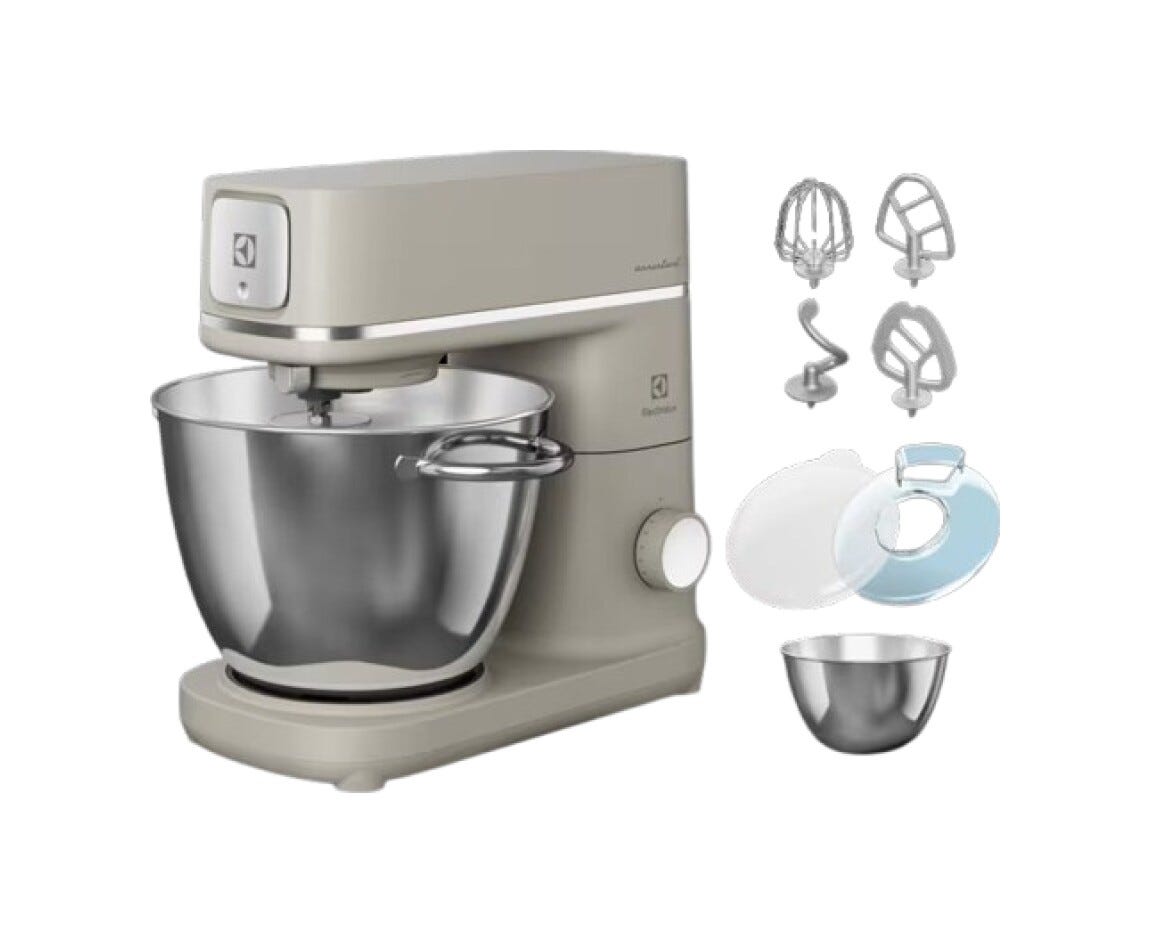 Electrolux E6KM1-4PPT Serie 700 Assistent Impastatrice Planetaria, 1200W, Doppia Ciotola, Platinum Pearl