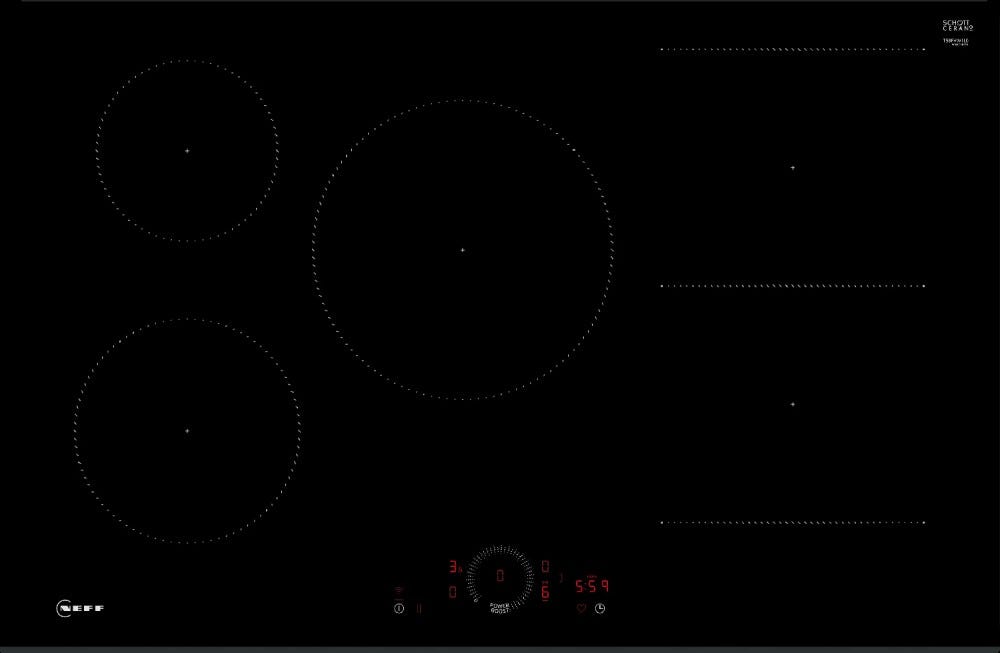 Neff T58FHW1L0 N70 Piano cottura a induzione 80 cm, CombiInduction, Twist Touch, Home Connect, vetroceramica nero
