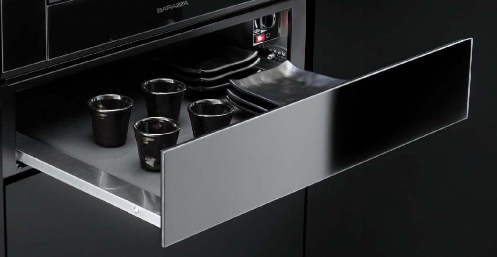 Barazza 1CEEVG Icon Glass Cassetto scaldavivande preriscaldamento e mantenimento calore, vetro nero