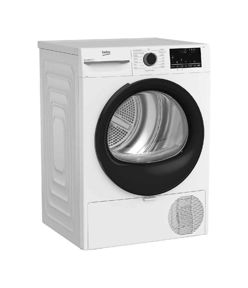 Beko MWBMT481BI_IT b300 Asciugatrice cm. 60, capacità 8 kg, pompa di calore, OptiSense®, bianco