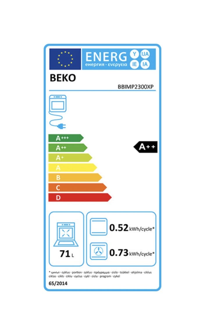 Beko BBIMP2300XP b300 Forno elettrico cm. 60, capacità 71 litri, pirolitico, 11 funzioni, inox/nero