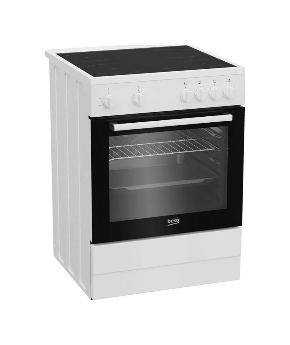 Beko FBS67000WD Cucina da accosto cm. 60, 4 zone in vetroceramica, forno 73 litri, 4 funzioni, SteamShine®, bianco