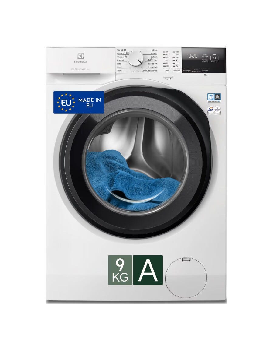 Electrolux EW6FM29G serie 600 SensiCare Lavatrice a carica frontale, 9 kg, 1400 giri, Classe A