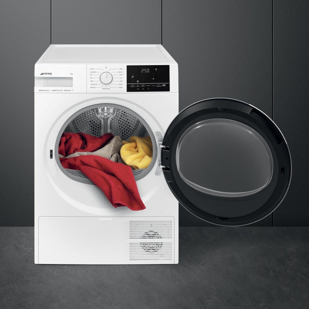 Smeg DN10SEC Asciugatrice a pompa di calore, cm. 60, capacità 10 kg, Tecnologia Steam Energy, bianco