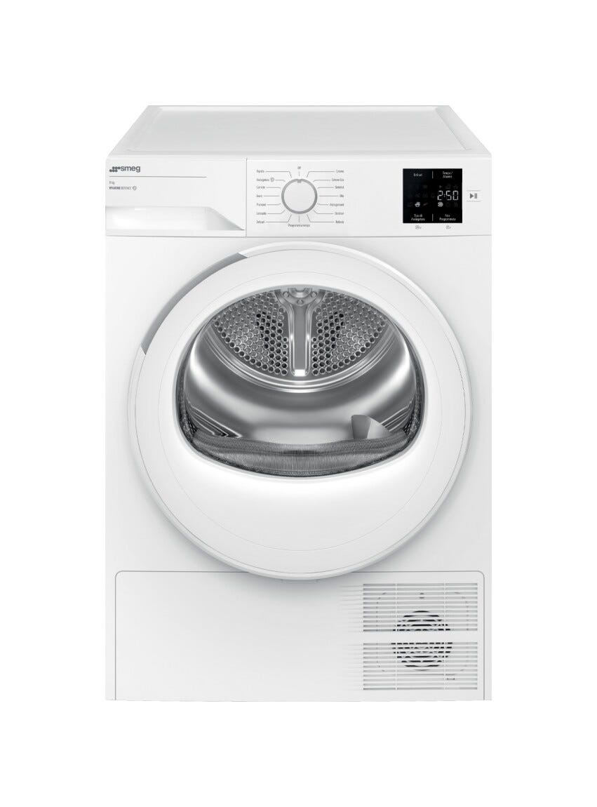 Smeg DR09EE Asciugatrice a pompa di calore, cm. 60, capacità 9 kg, partenza differita, bianco