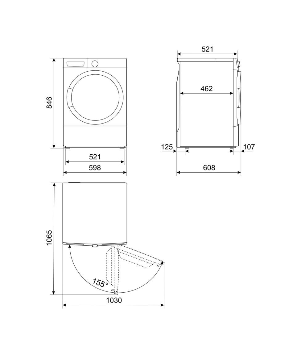 Smeg DR09EE Asciugatrice a pompa di calore, cm. 60, capacità 9 kg, partenza differita, bianco