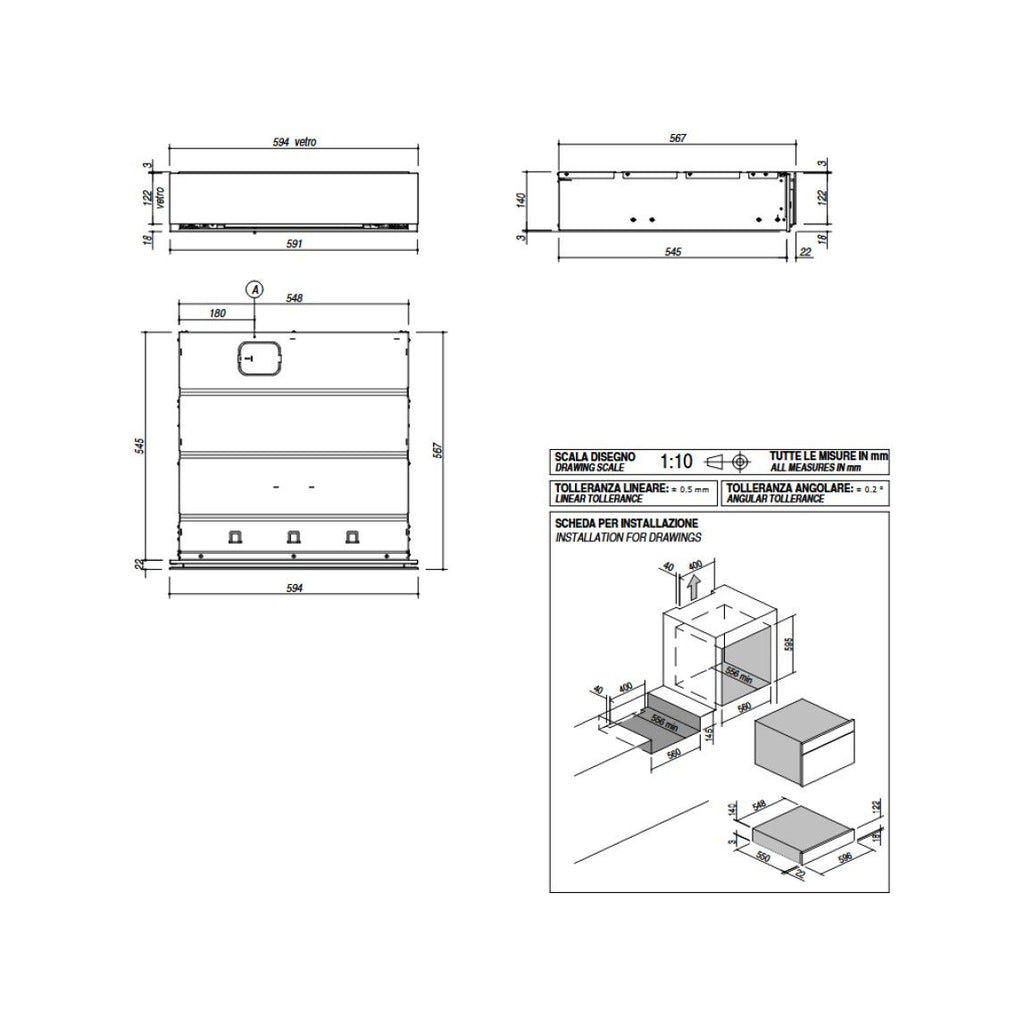 Barazza 1CSEVG Icon Glass Cassetto sottovuoto da incasso H 14/15 cm con display Touch Control, nero