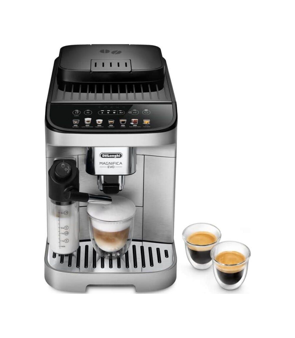 De Longhi ECAM290.85.SBX EX:1 Magnifica Evo Macchina da caffè, 7 bevande one-touch, LatteCrema Hot, 15 bar, serbatoio chicchi 250 g, nero/argento