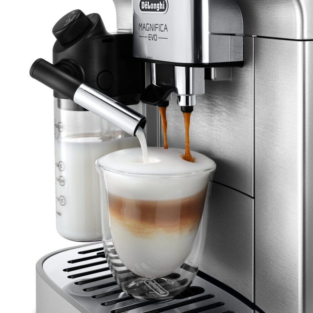 De Longhi ECAM290.85.SBX EX:1 Magnifica Evo Macchina da caffè, 7 bevande one-touch, LatteCrema Hot, 15 bar, serbatoio chicchi 250 g, nero/argento