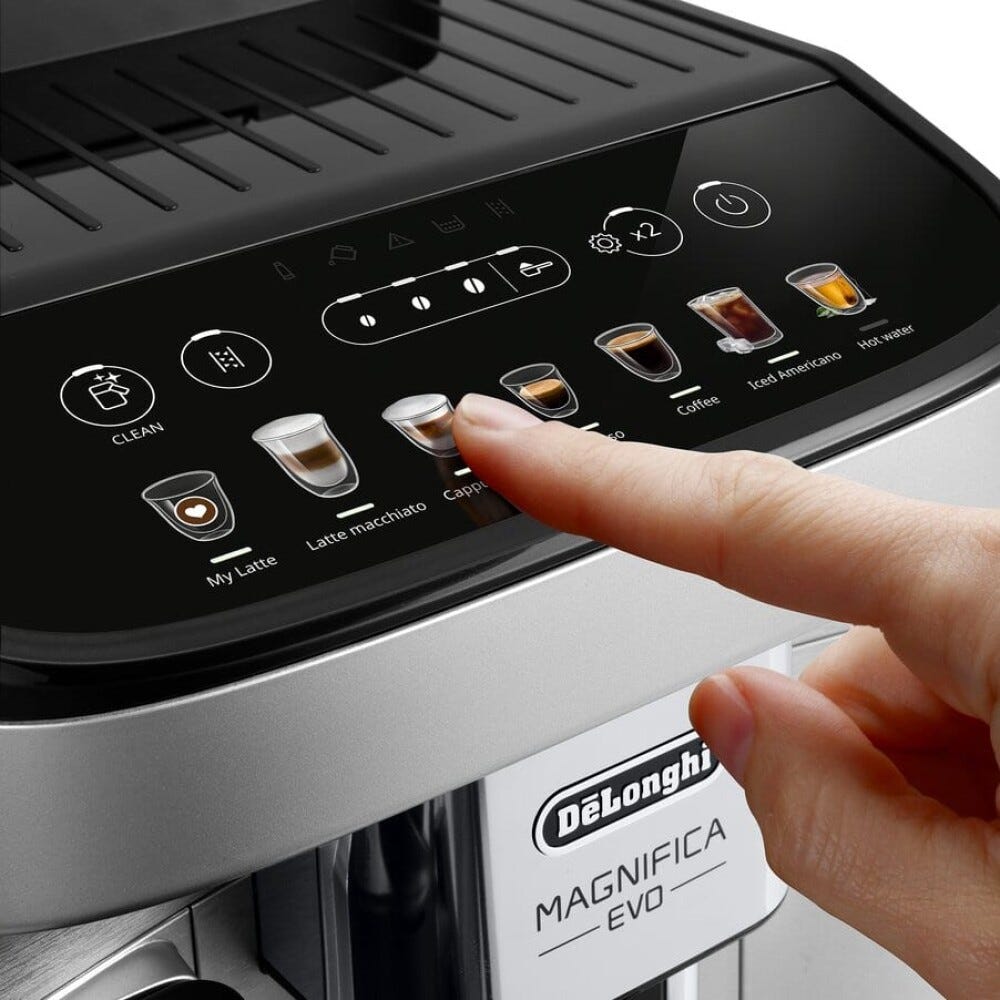 De Longhi ECAM290.85.SBX EX:1 Magnifica Evo Macchina da caffè, 7 bevande one-touch, LatteCrema Hot, 15 bar, serbatoio chicchi 250 g, nero/argento