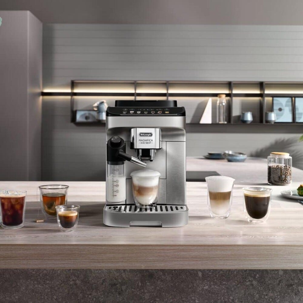 De Longhi ECAM290.85.SBX EX:1 Magnifica Evo Macchina da caffè, 7 bevande one-touch, LatteCrema Hot, 15 bar, serbatoio chicchi 250 g, nero/argento