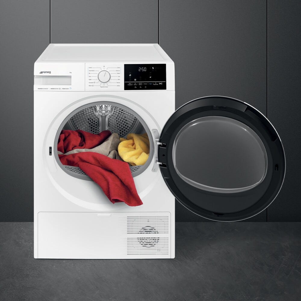 Smeg DN08SEC NovaCare Asciugatrice a pompa di calore, cm. 60, capacità 8 kg, Tecnologia Steam Energy, bianco