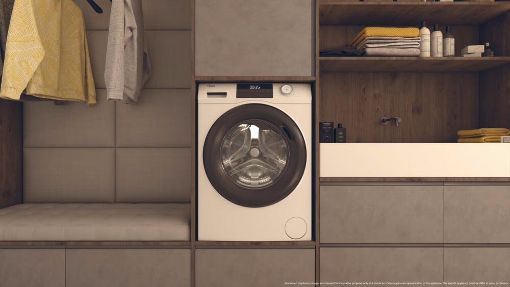 Haier HW110-BP14929A-S I-Pro Serie 1 Lavatrice cm. 60, capacità 11 kg, 1400 giri, Inverter AI Power Drive, igiene ABT®, bianco