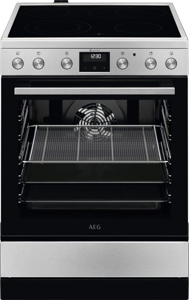 AEG CCB6446CBM serie 5000 Cucina da accosto cm. 60x60, 4 zone cottura elettriche, 1 forno, cottura air fry, 73 litri, inox