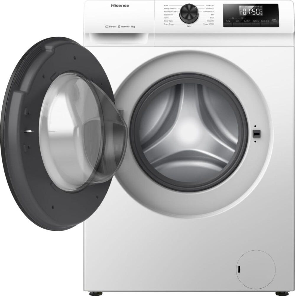Hisense WF1Q9041BW Lavatrice cm. 60, capacità 9 kg, 1400 giri, Inverter, 15 programmi, bianco