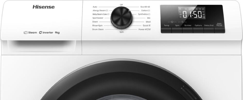 Hisense WF1Q9041BW Lavatrice cm. 60, capacità 9 kg, 1400 giri, Inverter, 15 programmi, bianco