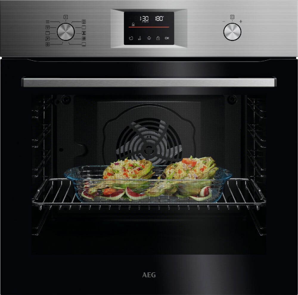 AEG OU5PB40SM serie 5000 SurroundCook Forno elettrico multifunzione, cm. 60, 72 litri, pirolitico, Classe A++, inox anti-impronta