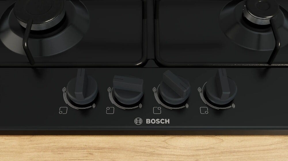 Bosch PGP6B6K80 Serie 4 Piano cottura a gas, 59 cm, 4 fuochi, Nero